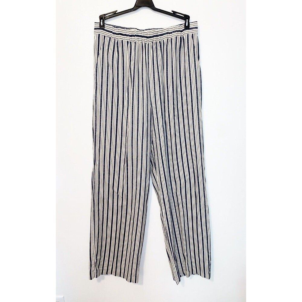 Vince Camuto Striped Linen Blend Pants Size Large Blue White